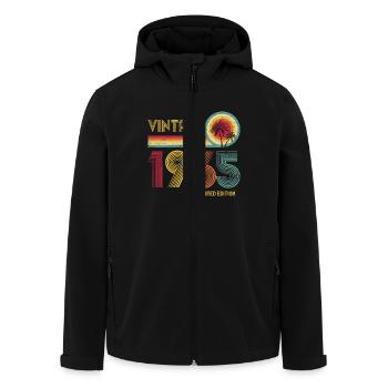 Vintage 1965 Limited Edition – Retro Sonnenuntergang 60er Jahre - Recycelte Männer Softshell-Jacke von Stanley/Stella - Schwarz - Vorne - AI Model Male 185 light (185cm)