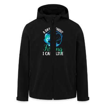 Fishing Saying Funny Fishing Design - Men’s Recycled Softshell Jacket by Stanley/Stella - black - Front - AI Model Male 185 light (185cm)