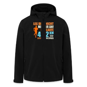 Läufer LEG DICH NICHT MIT MIR AN LAUFE ZUM SPAß - Recycelte Männer Softshell-Jacke von Stanley/Stella - Schwarz - Vorne - AI Model Male 185 light (185cm)