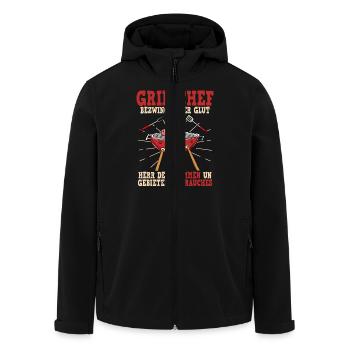 Grillchef Bezwinger Der Glut Herr Der Flammen - Recycelte Männer Softshell-Jacke von Stanley/Stella - Schwarz - Vorne - AI Model Male 185 light (185cm)