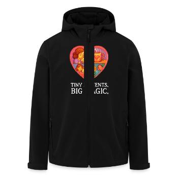 Tiny Moments. Big Magic. – Motherhood Pixel Heart - Men’s Recycled Softshell Jacket by Stanley/Stella - black - Front - AI Model Male 185 light (185cm)
