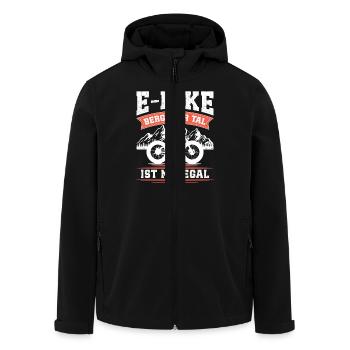 E-BIKE BERG ODER TAL IST MIR EGAL Lustiges - Recycelte Männer Softshell-Jacke von Stanley/Stella - Schwarz - Vorne - AI Model Male 185 light (185cm)
