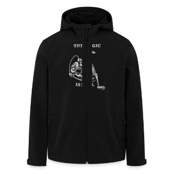 FISHING REEL THE MAGIC IS REAL - Men’s Recycled Softshell Jacket by Stanley/Stella - black - Front - AI Model Male 185 light (185cm)