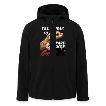 YES, I SPEAK TO LEOPARD GECKOS - Recycelte Männer Softshell-Jacke von Stanley/Stella - Schwarz - Vorne - AI Model Male 185 light (185cm)