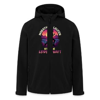 Läuferin MARATHON LAUFEN IST MEINE LEIDENSCHAFT - Recycelte Männer Softshell-Jacke von Stanley/Stella - Schwarz - Vorne - AI Model Male 185 light (185cm)