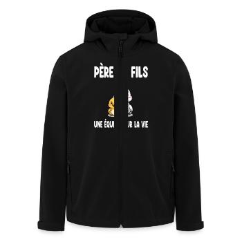 père et fils poule papa duo assorti fête des pères - Veste softshell homme en polyester recyclé Stanley/Stella - noir - Devant - AI Model Male 185 light (185cm)