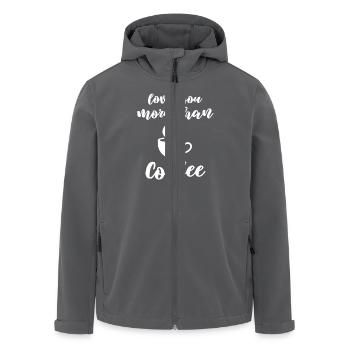 Loving Coffee Saying Design - Men’s Recycled Softshell Jacket by Stanley/Stella - anthracite - Front - AI Model Male 185 light (185cm)