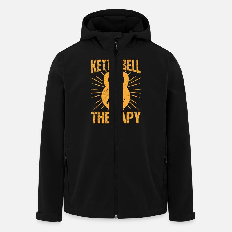 Fitness Fanatics Kettlebell Is My Therapy - Recycelte Männer Softshell-Jacke von Stanley/Stella - Schwarz