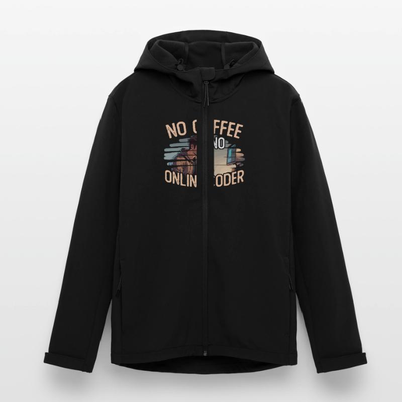 Online Coder No Coffee No Programming Coffee Lover Men’s Recycled Softshell Jacket Discoverer by Stanley/Stella