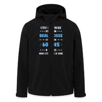 60 ANS - Veste softshell homme en polyester recyclé Stanley/Stella - noir - Devant - AI Model Male 185 light (185cm)