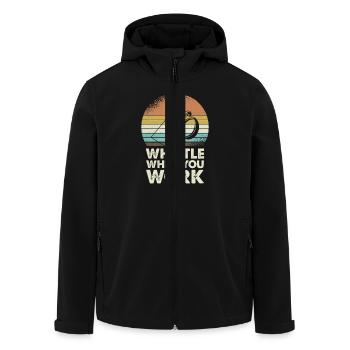 Whistle While You Work Motif Retro - Men’s Recycled Softshell Jacket by Stanley/Stella - black - Front - AI Model Male 185 light (185cm)