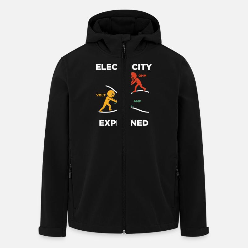 L’électricité expliquée électricien - Veste softshell homme en polyester recyclé Stanley/Stella - noir