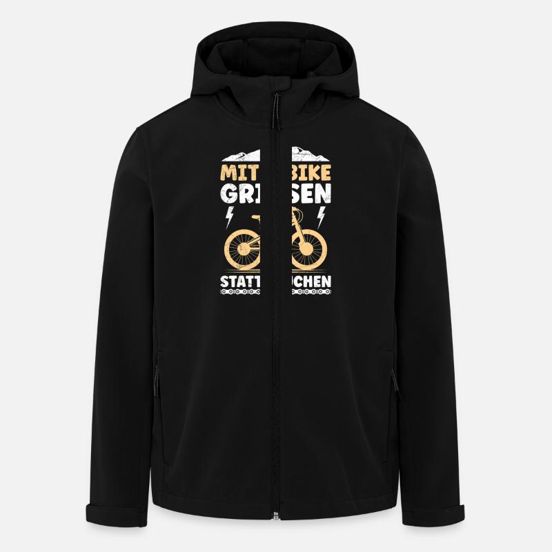 Elektro Rad MIT E-BIKE GRINSEN STATT KEUCHEN - Recycelte Männer Softshell-Jacke von Stanley/Stella - Schwarz