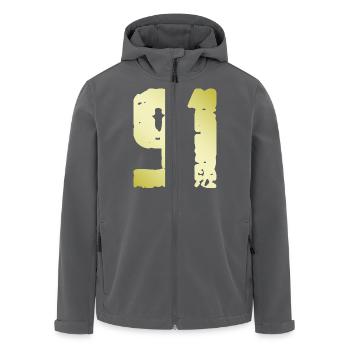91 Number Vintage - Men’s Recycled Softshell Jacket by Stanley/Stella - anthracite - Front - AI Model Male 185 light (185cm)