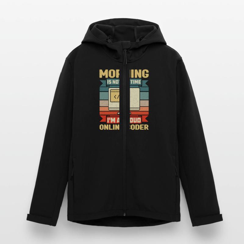 Online Coder Morning Is Not My Time Programmer Men’s Recycled Softshell Jacket Discoverer by Stanley/Stella