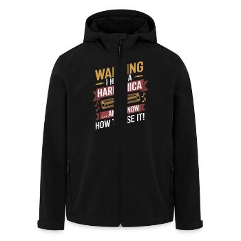 Achtung Ich Habe Eine Mundharmonika Und Weiß Wie - Recycelte Männer Softshell-Jacke von Stanley/Stella - Schwarz - Vorne - AI Model Male 185 light (185cm)