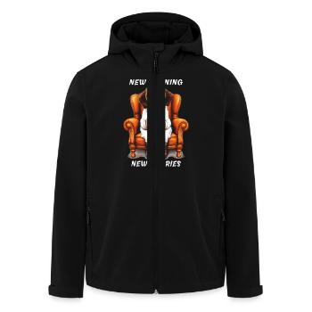 CHIEN NOUVEAU MATIN NOUVEAUX SOUCIS - Veste softshell homme en polyester recyclé Stanley/Stella - noir - Devant - AI Model Male 185 light (185cm)