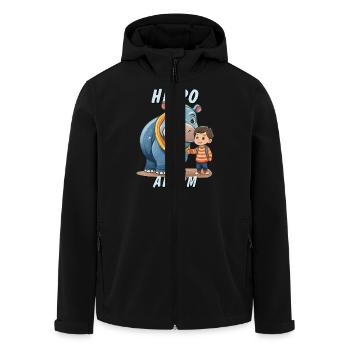 CHIDREN HIPPO ALARM - Recycelte Männer Softshell-Jacke von Stanley/Stella - Schwarz - Vorne - AI Model Male 185 light (185cm)