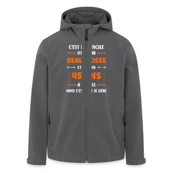 45 ANS - Veste softshell homme en polyester recyclé Stanley/Stella - charbon - Devant - AI Model Male 185 light (185cm)