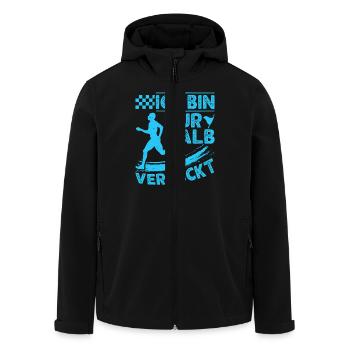 Läufer ICH BIN NUR HALB VERRÜCKT Laufen Lustig - Recycelte Männer Softshell-Jacke von Stanley/Stella - Schwarz - Vorne - AI Model Male 185 light (185cm)