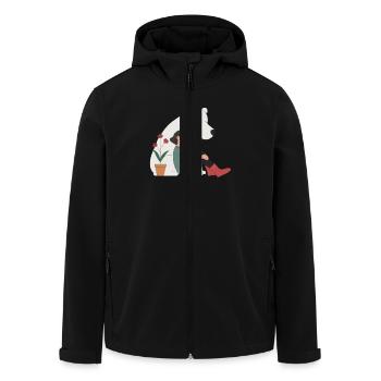 Freundschaft Zwischen Mensch und Bär - Harmonie - Recycelte Männer Softshell-Jacke von Stanley/Stella - Schwarz - Vorne - AI Model Male 185 light (185cm)