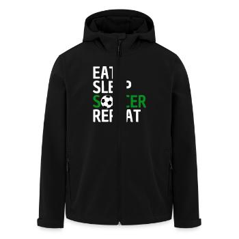 Funny Soccer Saying Soccer Team - Men’s Recycled Softshell Jacket by Stanley/Stella - black - Front - AI Model Male 185 light (185cm)