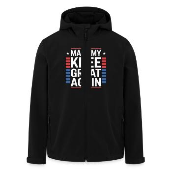 Make My Knee Great Again. Funny Recovery - Men’s Recycled Softshell Jacket by Stanley/Stella - black - Front - AI Model Male 185 light (185cm)