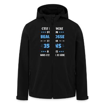 35 ANS - Veste softshell homme en polyester recyclé Stanley/Stella - noir - Devant - AI Model Male 185 light (185cm)