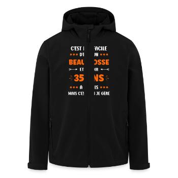 35 ANS - Veste softshell homme en polyester recyclé Stanley/Stella - noir - Devant - AI Model Male 185 light (185cm)