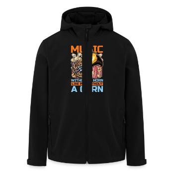 Musique de cor français sans instrument à vent Musicien - Veste softshell homme en polyester recyclé Stanley/Stella - noir - Devant - AI Model Male 185 light (185cm)