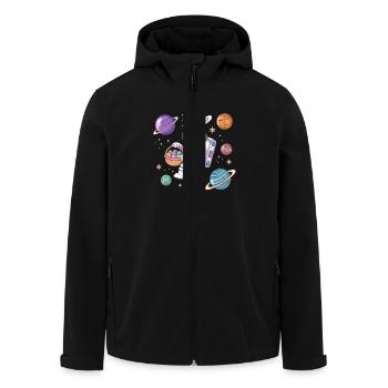 Easter Bunny Astronaut in Space with Planets - Men’s Recycled Softshell Jacket by Stanley/Stella - black - Front - AI Model Male 185 light (185cm)