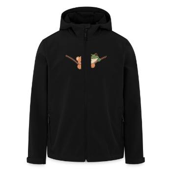 Zipper Bear And Frog Adventure - Men’s Recycled Softshell Jacket by Stanley/Stella - black - Front - AI Model Male 185 light (185cm)