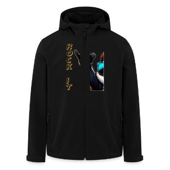 ROCK IT - Men’s Recycled Softshell Jacket by Stanley/Stella - black - Front - AI Model Male 185 light (185cm)