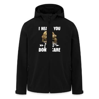 I heard you, I just don't care - Men’s Recycled Softshell Jacket by Stanley/Stella - black - Front - AI Model Male 185 light (185cm)