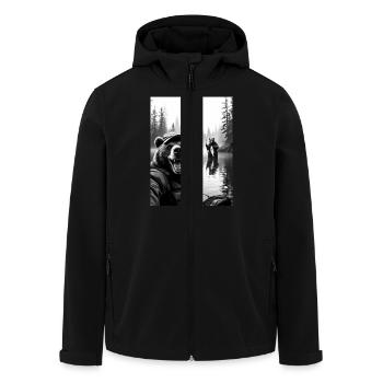 Selfie d’ours de pêche - Veste softshell homme en polyester recyclé Stanley/Stella - noir - Devant - AI Model Male 185 light (185cm)