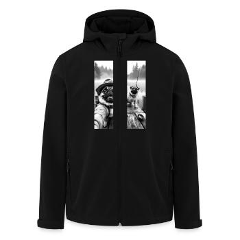 Angeln Mops Hund Selfie - Recycelte Männer Softshell-Jacke von Stanley/Stella - Schwarz - Vorne - AI Model Male 185 light (185cm)