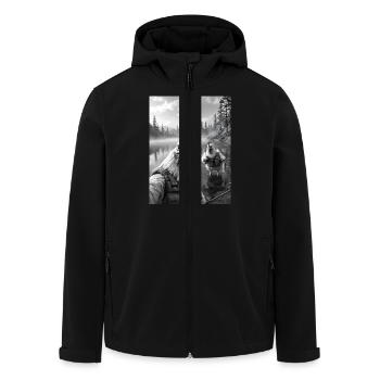 Fischerei Huhn Hahn Selfie - Recycelte Männer Softshell-Jacke von Stanley/Stella - Schwarz - Vorne - AI Model Male 185 light (185cm)