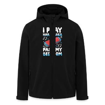 Je joue de l’harmonica au-delà de ma vie - Veste softshell homme en polyester recyclé Stanley/Stella - noir - Devant - AI Model Male 185 light (185cm)