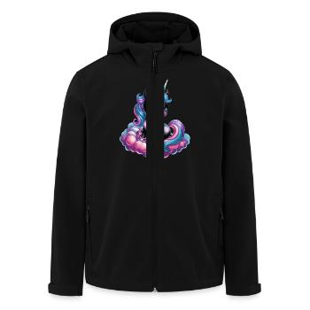 Magisches Einhorn Auf Wolken Mit Herz-Motiven Für - Recycelte Männer Softshell-Jacke von Stanley/Stella - Schwarz - Vorne - AI Model Male 185 light (185cm)