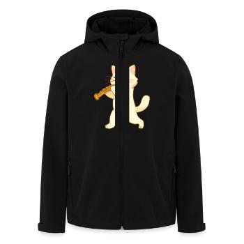 Katze spielt Oboe - Recycelte Männer Softshell-Jacke von Stanley/Stella - Schwarz - Vorne - AI Model Male 185 light (185cm)