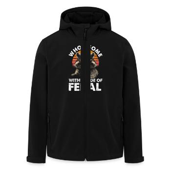 Lustige niedliche wilde Waschbär Meme - Recycelte Männer Softshell-Jacke von Stanley/Stella - Schwarz - Vorne - AI Model Male 185 light (185cm)