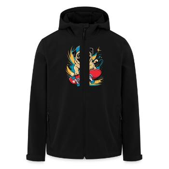Skateboarder Hund, Skateboard Mops - Recycelte Männer Softshell-Jacke von Stanley/Stella - Schwarz - Vorne - AI Model Male 185 light (185cm)