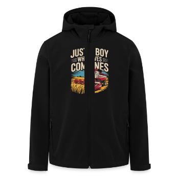Just a boy who loves combines - Men’s Recycled Softshell Jacket by Stanley/Stella - black - Front - AI Model Male 185 light (185cm)