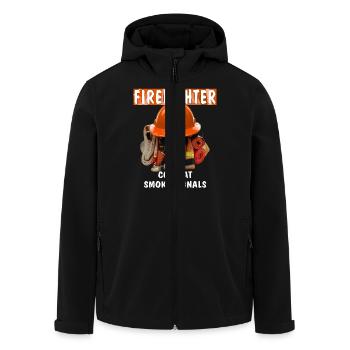 FIREFIGHTER COME AT SMOKE SIGNALS - Recycelte Männer Softshell-Jacke von Stanley/Stella - Schwarz - Vorne - AI Model Male 185 light (185cm)