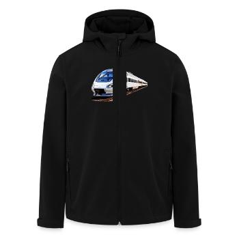 ZUG TRAIN - Men’s Recycled Softshell Jacket by Stanley/Stella - black - Front - AI Model Male 185 light (185cm)