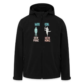 Freundin DEIN PRINZ MEIN KÖNIG Lustiges - Recycelte Männer Softshell-Jacke von Stanley/Stella - Schwarz - Vorne - AI Model Male 185 light (185cm)