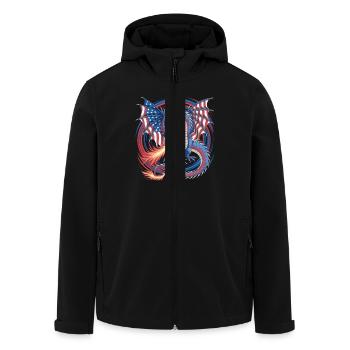 Amerikanischer Drache mit Flaggenflügeln und Feuer - Recycelte Männer Softshell-Jacke von Stanley/Stella - Schwarz - Vorne - AI Model Male 185 light (185cm)