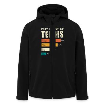 Why I lose at tennis Humorous table - Men’s Recycled Softshell Jacket by Stanley/Stella - black - Front - AI Model Male 185 light (185cm)