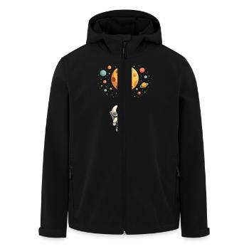 Cute Astronaut 2nd Birthday Boy Outer Space - Men’s Recycled Softshell Jacket by Stanley/Stella - black - Front - AI Model Male 185 light (185cm)