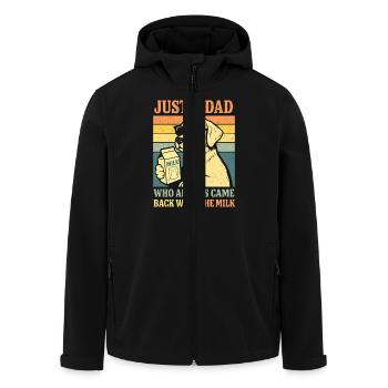 Just A Dad Who Always Came Back, Dog Papa - Men’s Recycled Softshell Jacket by Stanley/Stella - black - Front - AI Model Male 185 light (185cm)